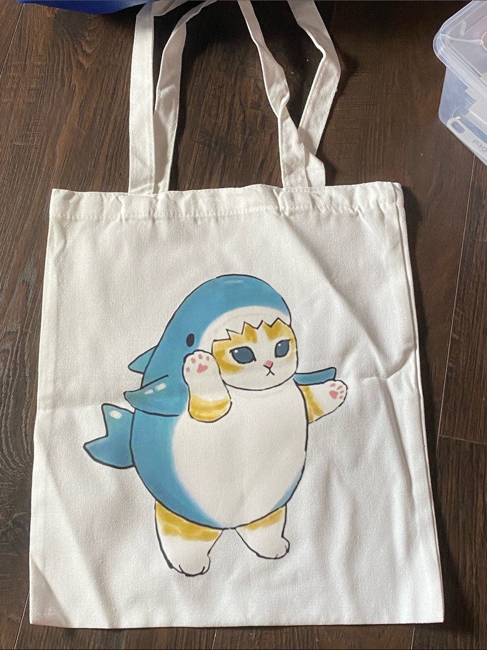 NWOT Canvas Tote with Blue Cat Shark 🦈 🖤